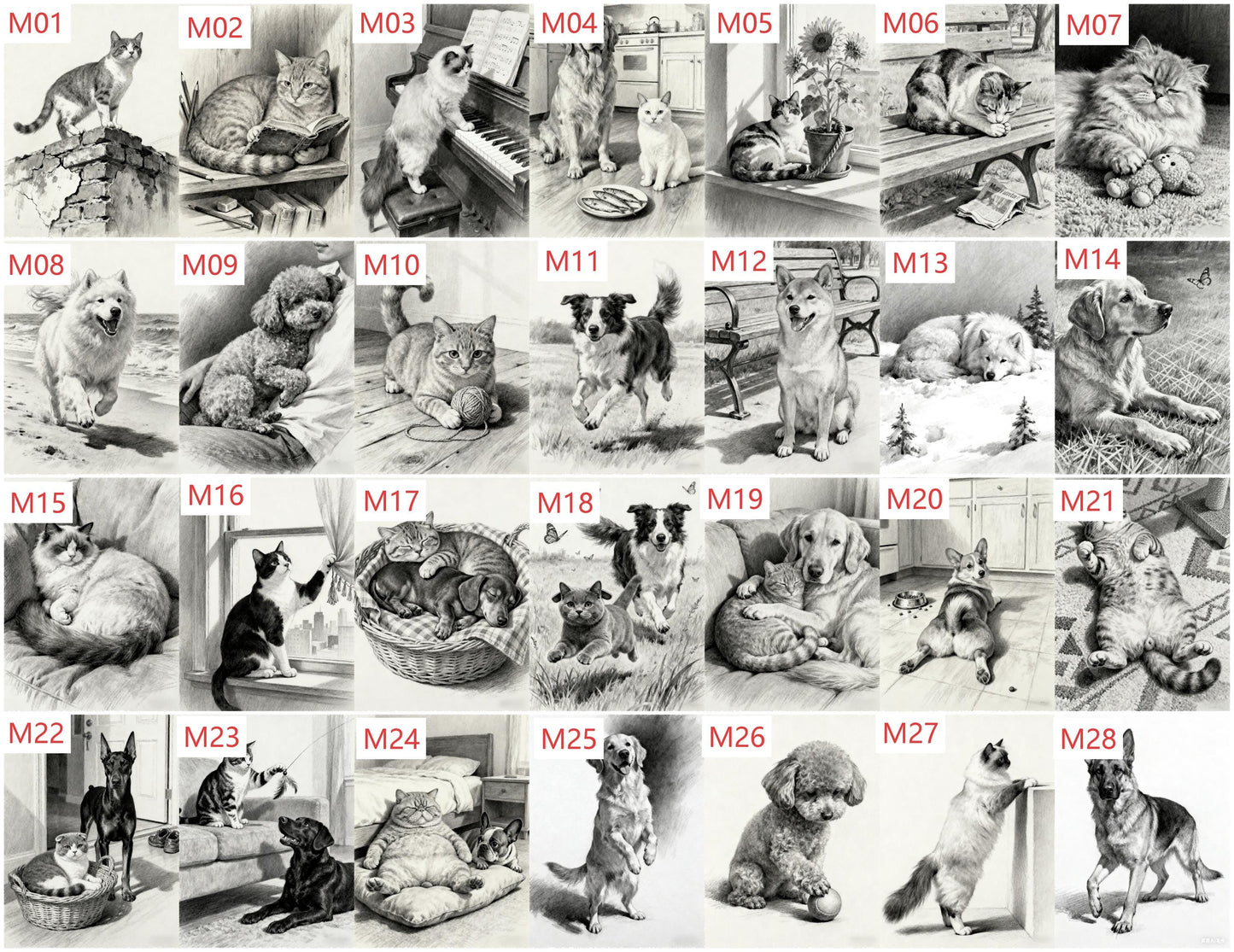 Custom Pet Sketch Portrait: Personalized Pet Art (Digital Download)