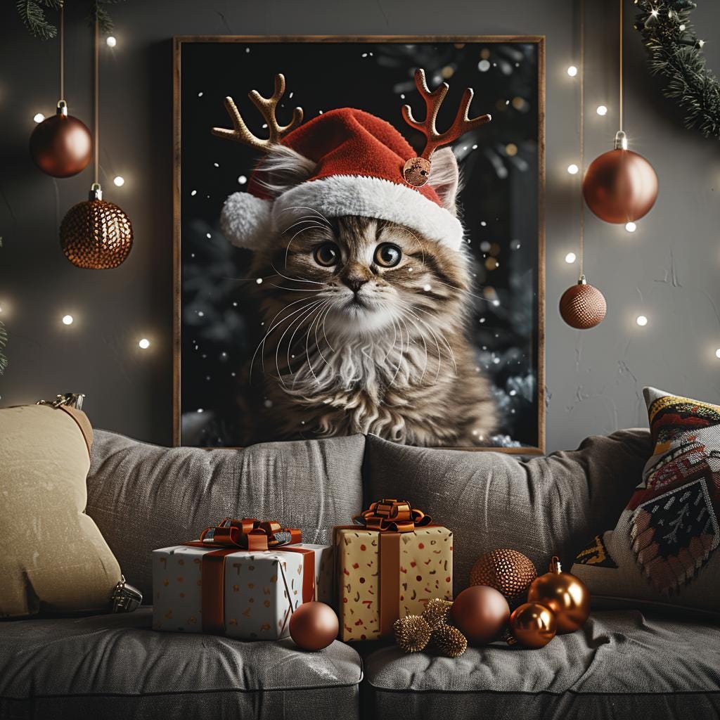 Custom Christmas Pet Portrait: Festive Holiday Wall Art (Digital)