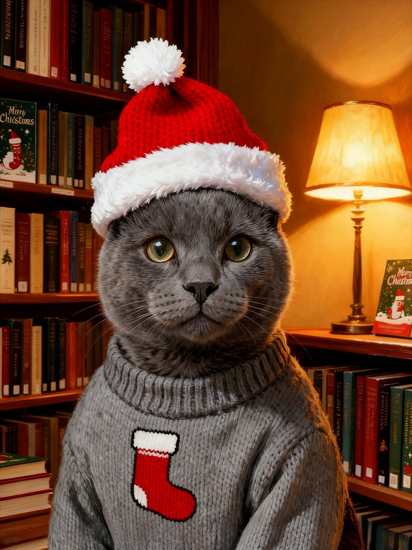 Custom Christmas Pet Portrait: Big-Head Photo Art (Digital)