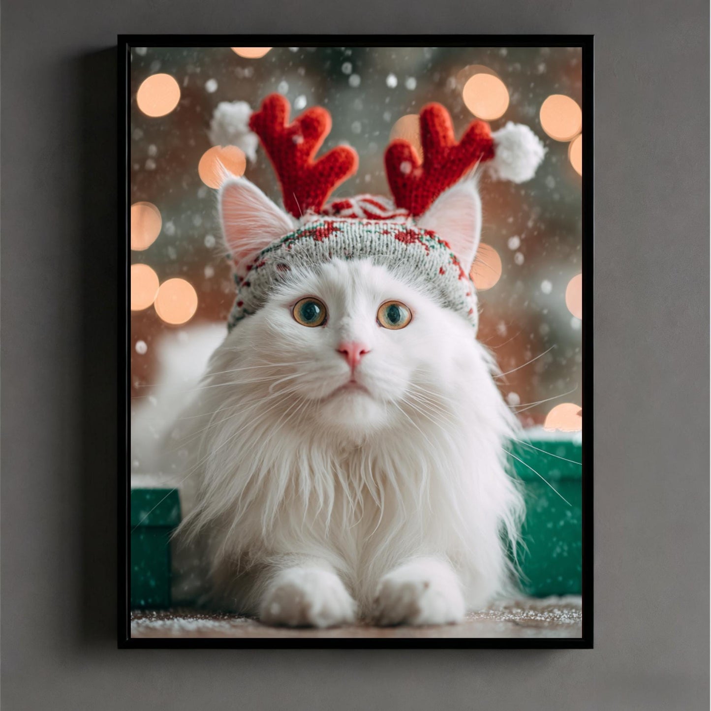 Custom Christmas Pet Portrait: Festive Holiday Wall Art