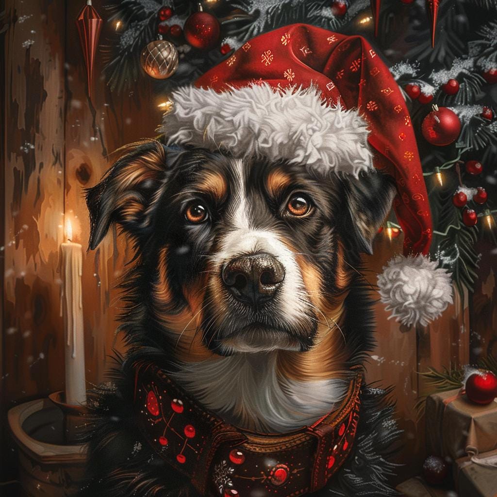 Custom Christmas Pet Portrait - Festive Holiday Wall Art