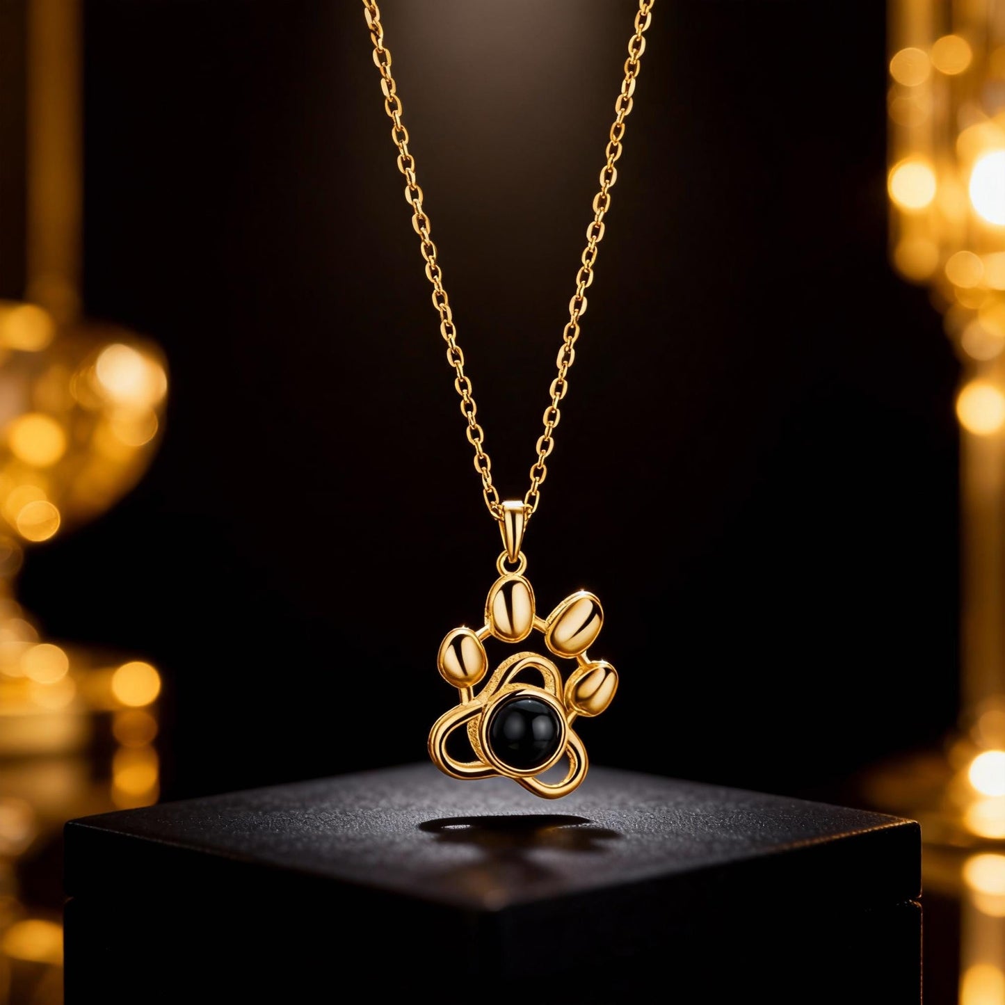 Custom Pet Photo Projection Paw Necklace, Sterling Silver