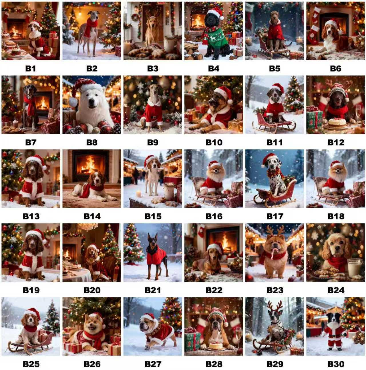 Christmas gift Custom pet Portrait from photo holiday wall art canvas Christmas Pet Portrait   - Festive Pet Photo Gift  for pet lover