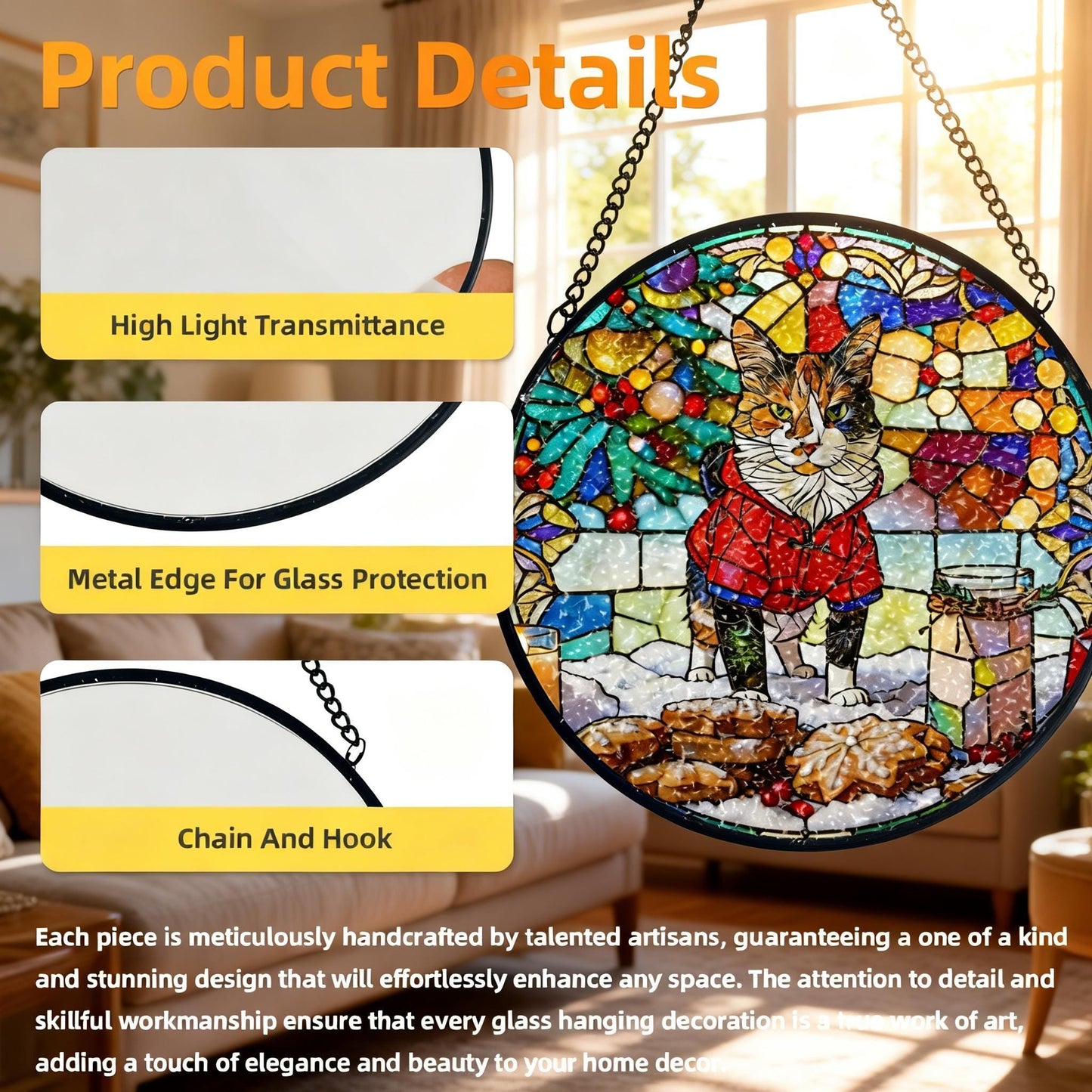 Custom Stained Glass Suncatcher Stained Glass Pet Portrait • Personalized Dog & Cat Suncatcher Memorial Gift Custom Window Hanging Art