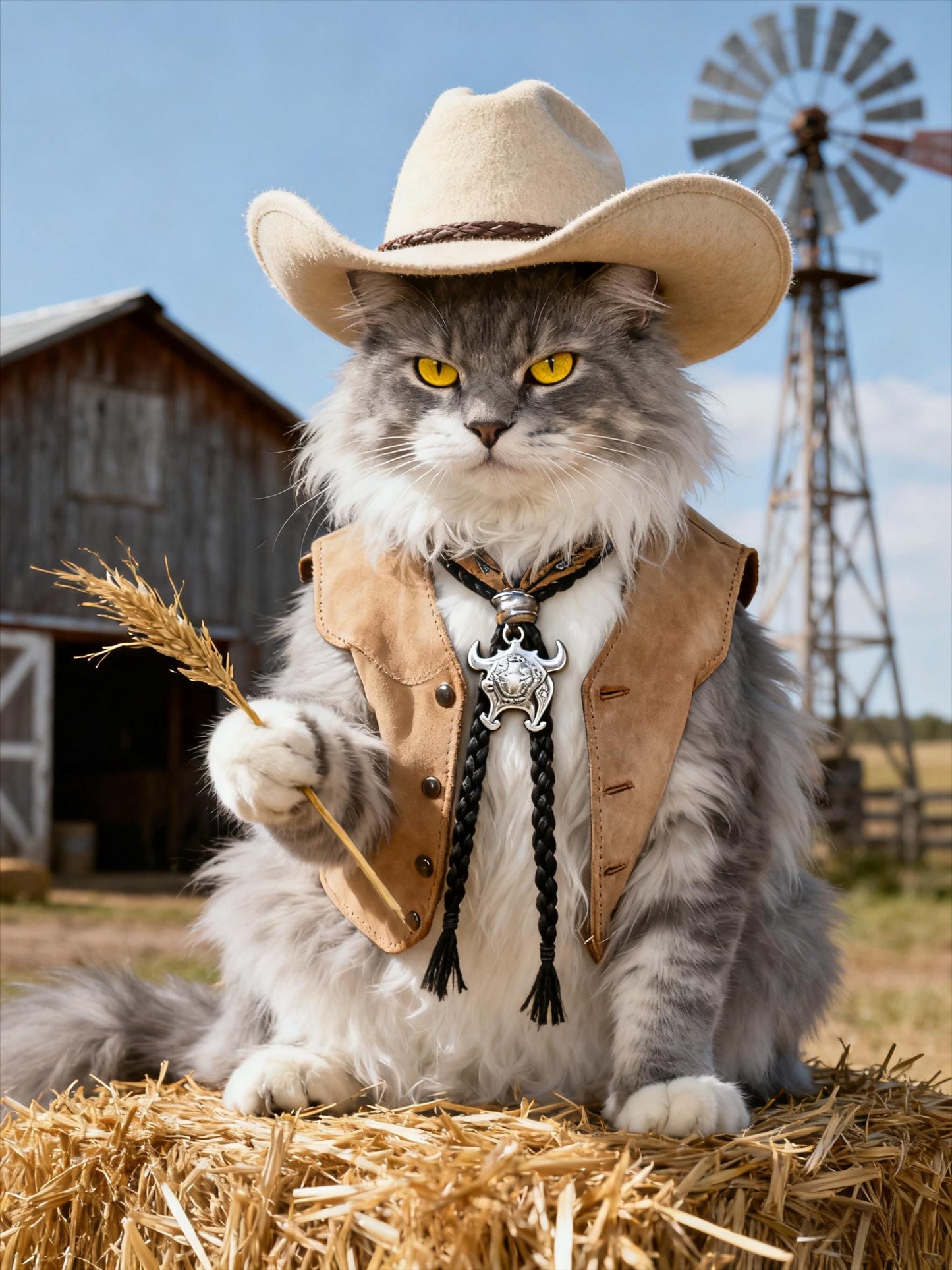 Custom Cowboy Pet Portrait From Photo - Unique Pet Lover Gift (Digital)