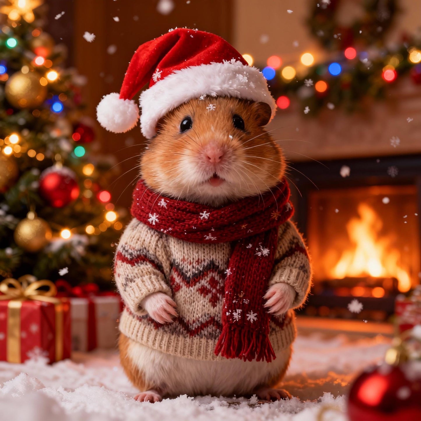 Custom Christmas Pet Portrait Canvas, Festive Holiday Wall Art (Digital Print)