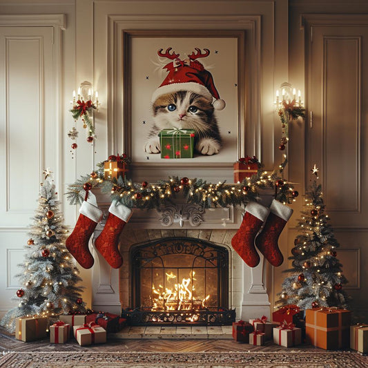 Custom Christmas Pet Portrait: Festive Holiday Wall Art (Digital)