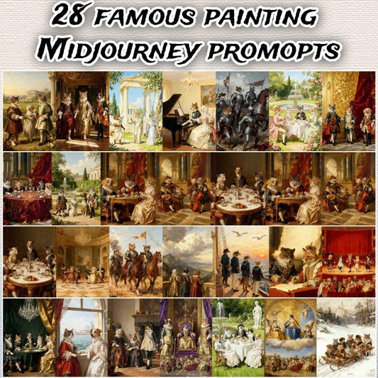 Midjourney Prompts: Famous Oil Painting Pet Portraits (PDF Guide)Personalized Gift for your pet