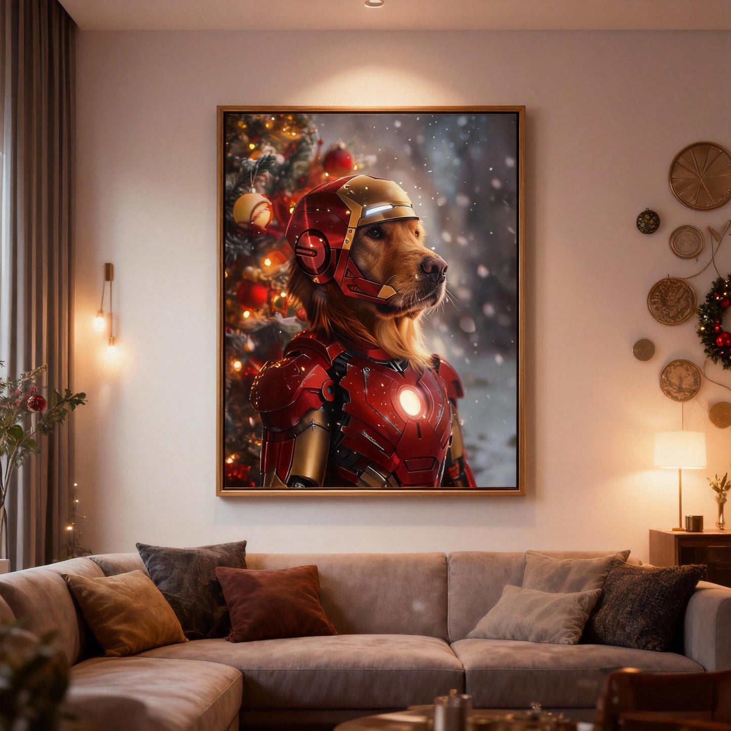 Custom Pet Portrait – Festive Holiday Wall Art