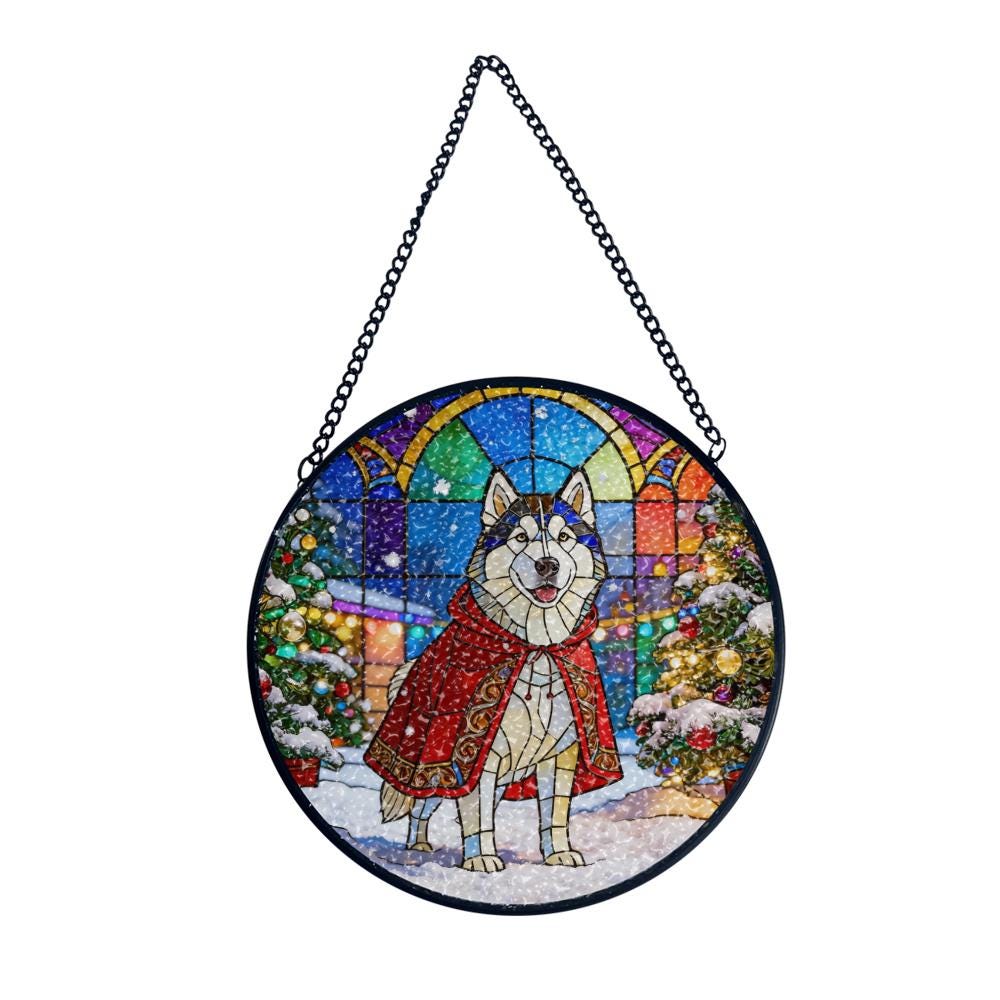 Custom Stained Glass Suncatcher Stained Glass Pet Portrait • Personalized Dog & Cat Suncatcher Memorial Gift Custom Window Hanging Art