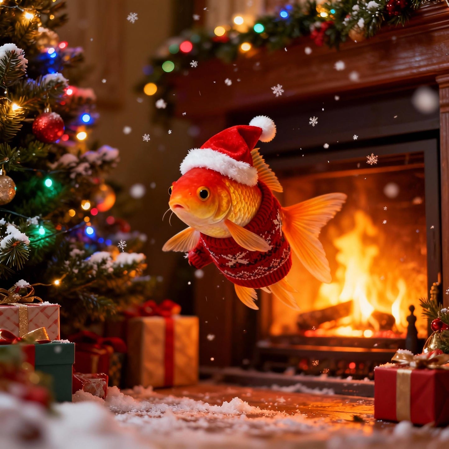 Custom Christmas Pet Portrait Canvas, Festive Holiday Wall Art (Digital Print)