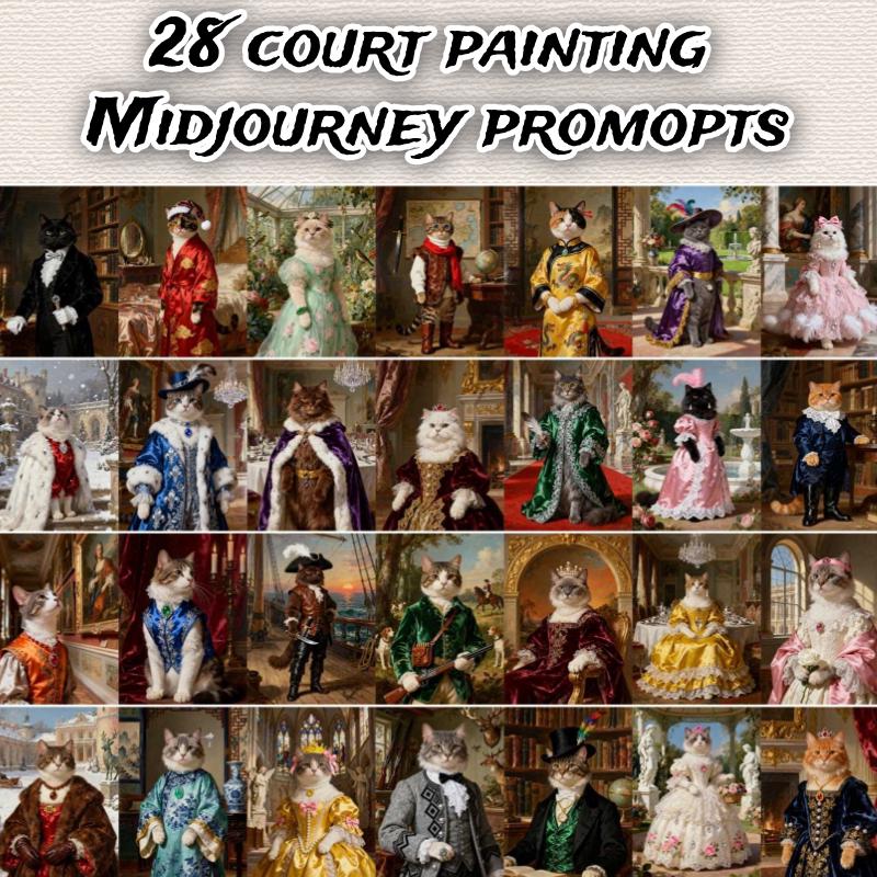 Midjourney Prompts: Court Oil Painting Pet Portraits (PDF Guide)Personalized Gift for your pet