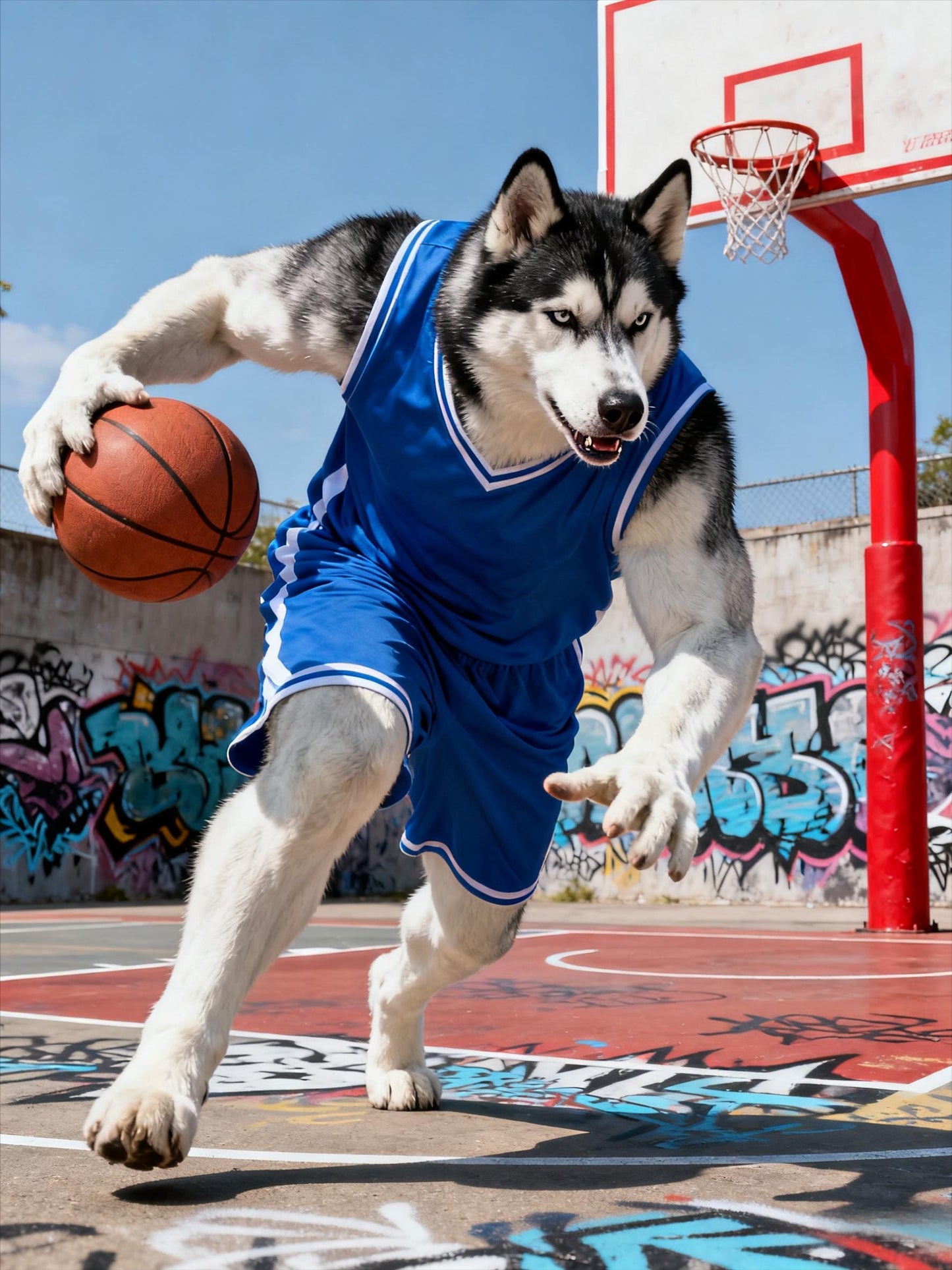 Pet Portrait Midjourney Prompts: Dog Basketball Painting AI Art (PDF)