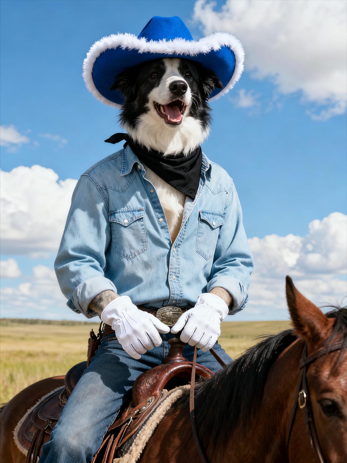Custom Cowboy Pet Portrait From Photo - Unique Pet Lover Gift (Digital)