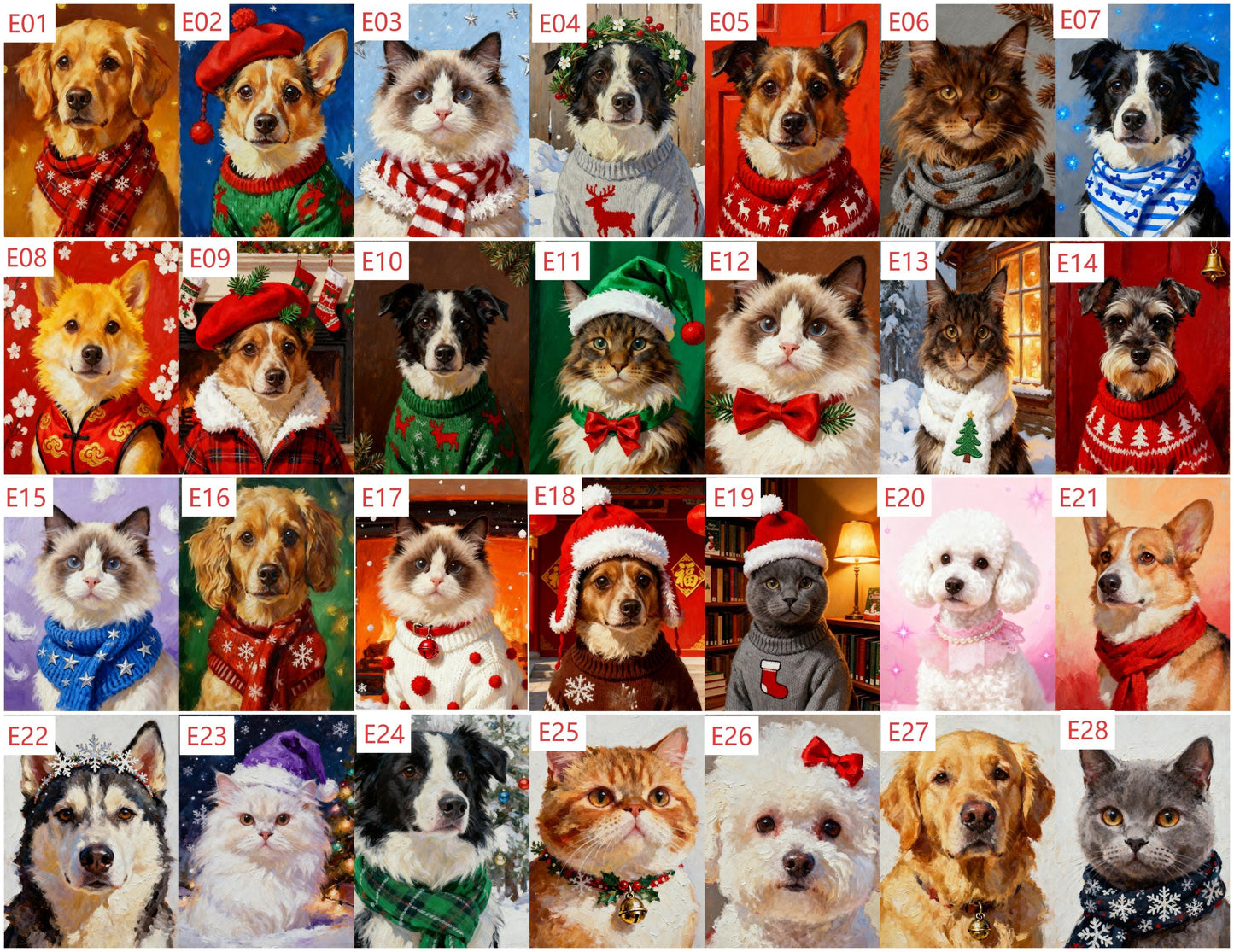 Custom Christmas Pet Portrait: Big-Head Photo Art (Digital)