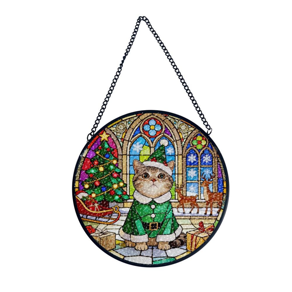 Custom Stained Glass Suncatcher Stained Glass Pet Portrait • Personalized Dog & Cat Suncatcher Memorial Gift Custom Window Hanging Art