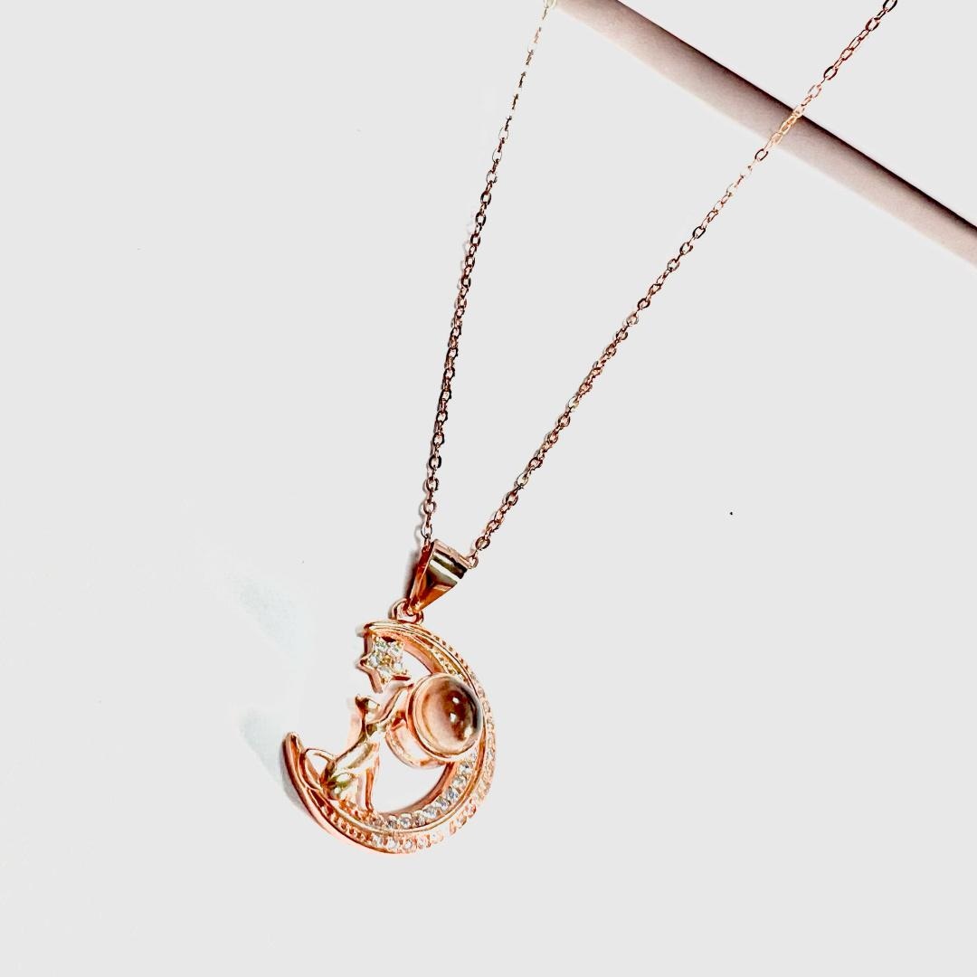 Custom Pet Photo Projection Necklace, Sterling Silver, Memorial Gift