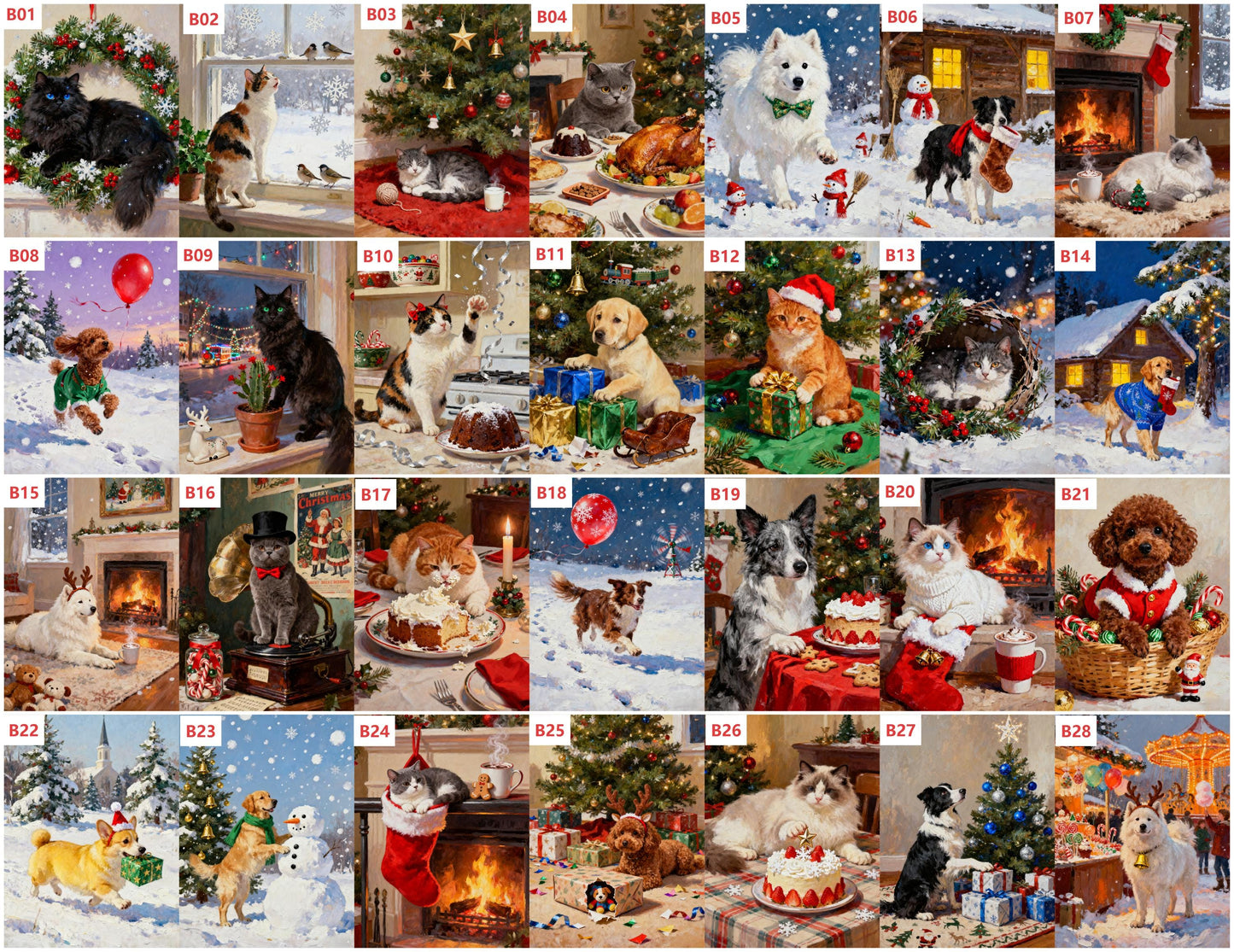 Custom Christmas Pet Portrait, Festive Holiday Wall Art (Digital)