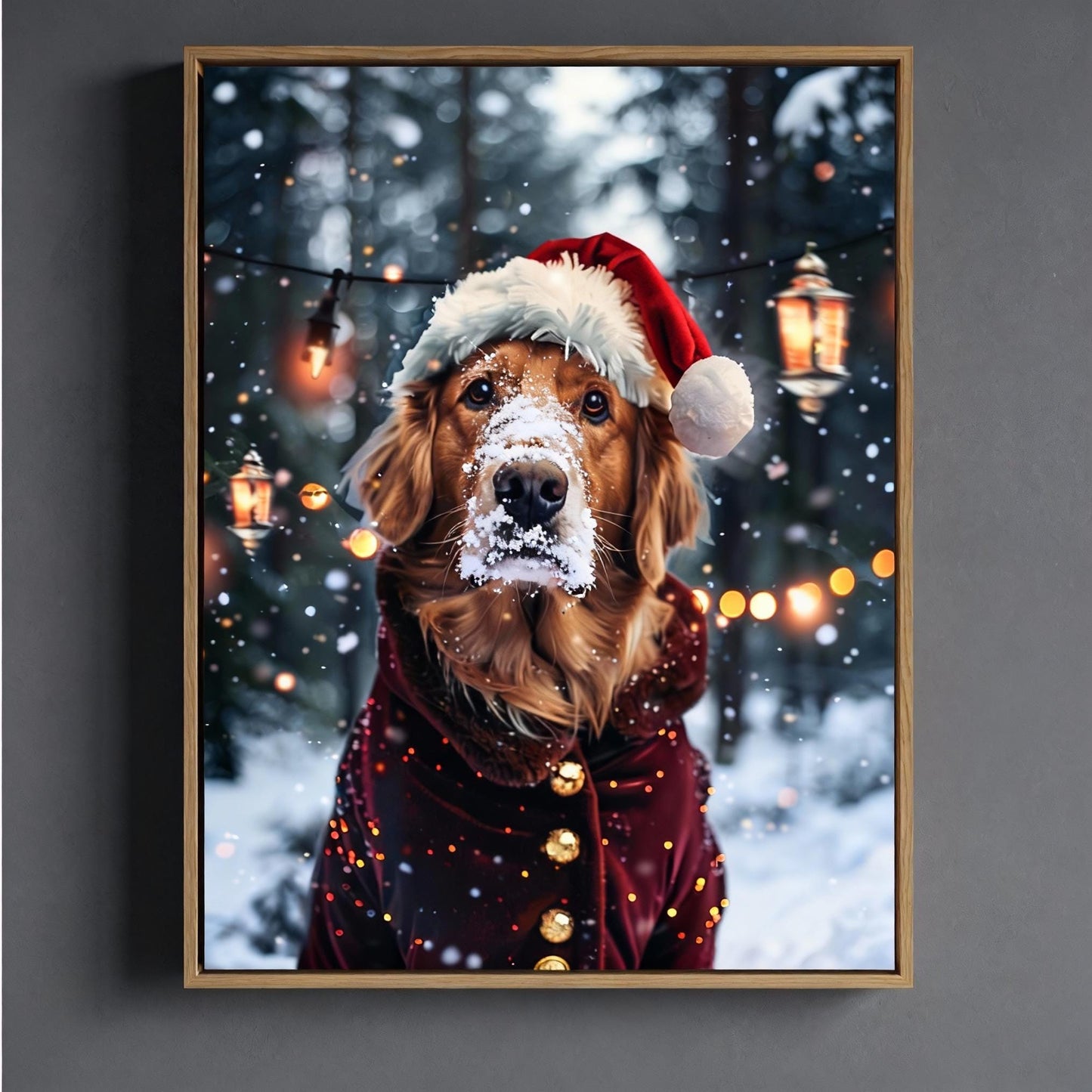 Custom Christmas Pet Portrait - Festive Holiday Wall Art