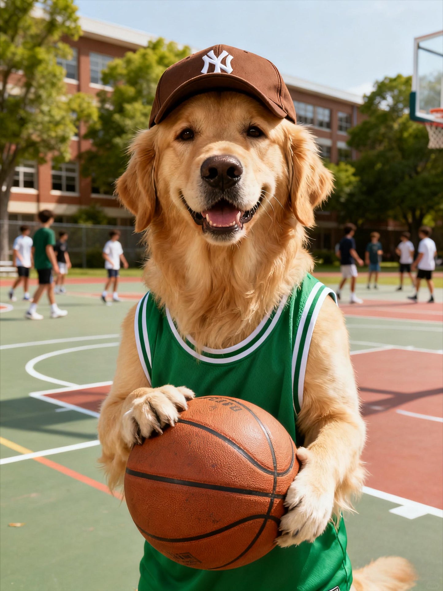 Pet Portrait Midjourney Prompts: Dog Basketball Painting AI Art (PDF)