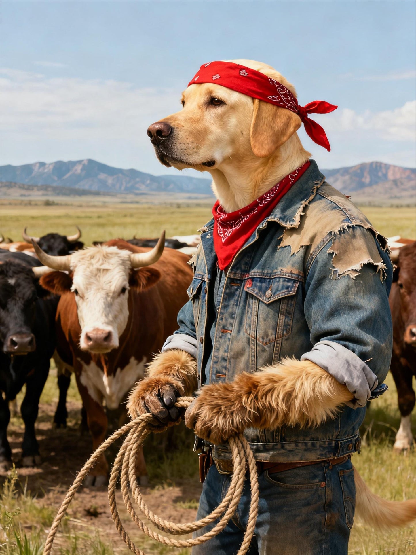 Custom Cowboy Pet Portrait From Photo - Unique Pet Lover Gift (Digital)