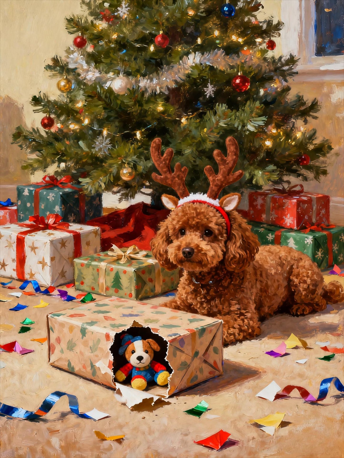Custom Christmas Pet Portrait, Festive Holiday Wall Art (Digital)