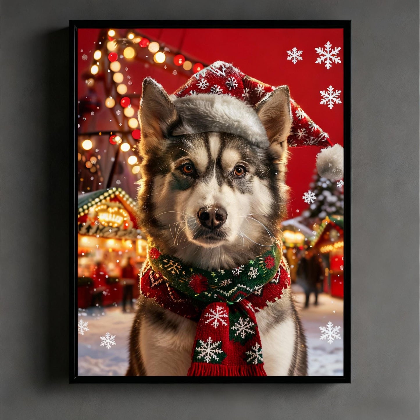 Custom Christmas Pet Portrait - Festive Holiday Wall Art