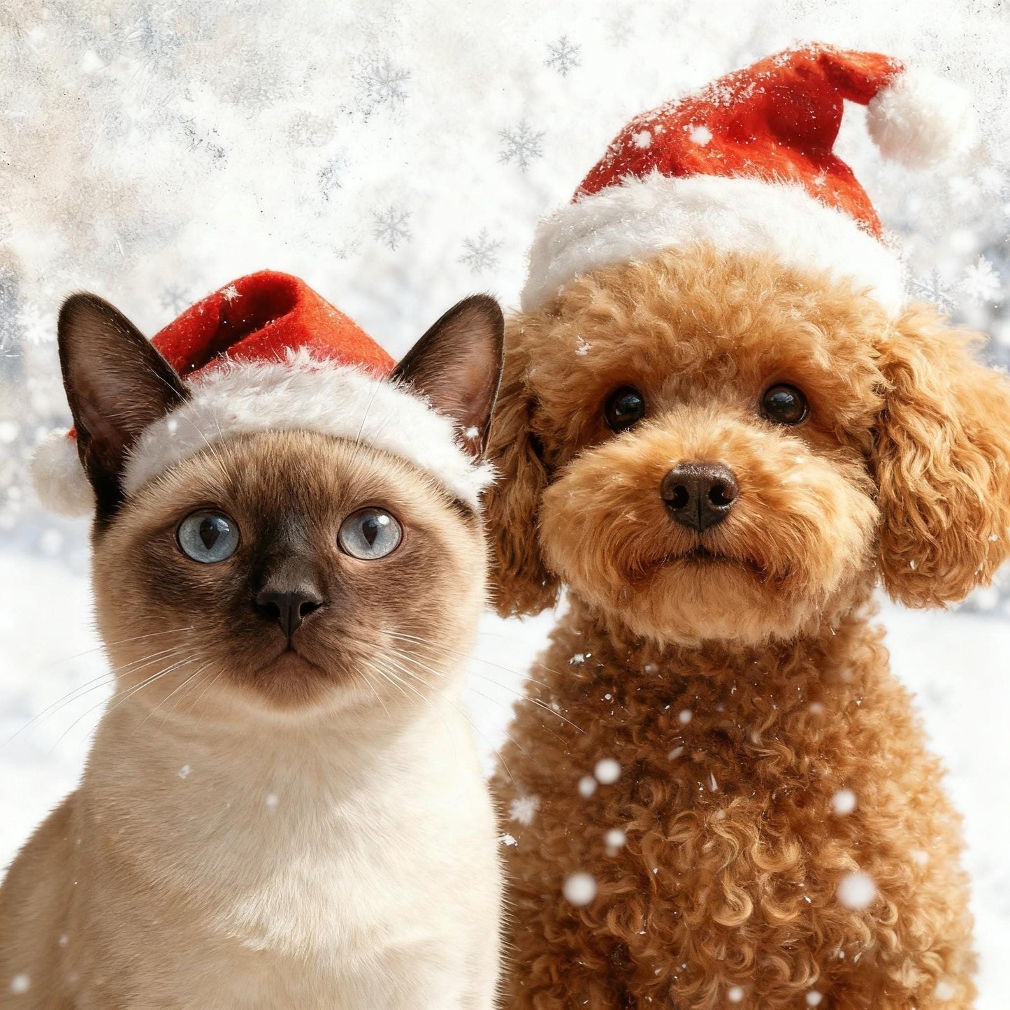 Custom Two Pets Christmas Portrait, Watercolor Dog & Cat Art (Digital Download)