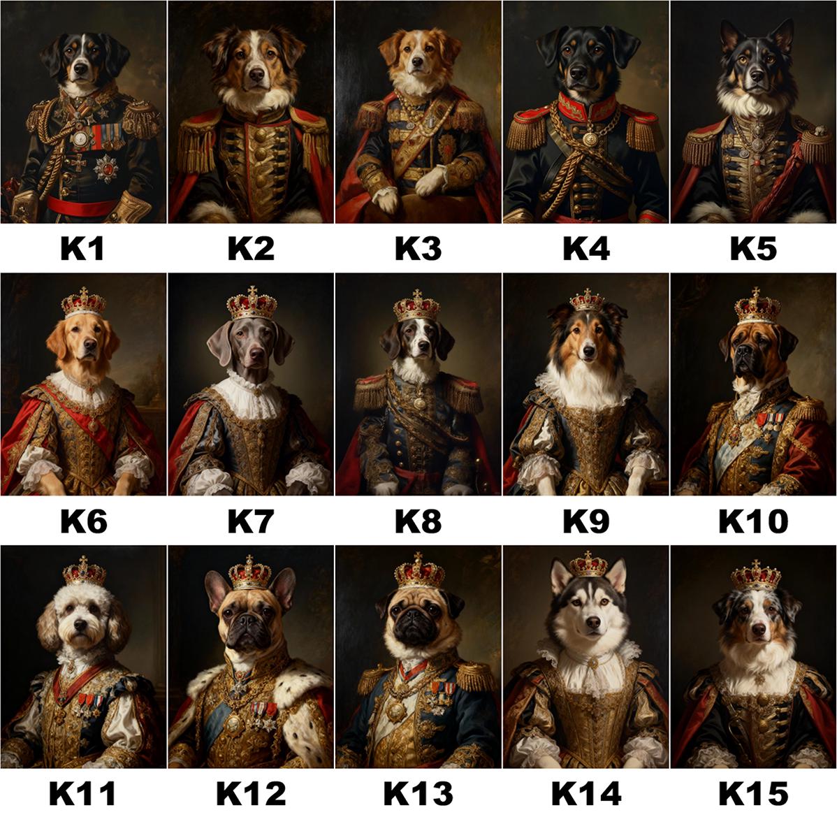 Custom pet Portrait from photo,Royal Pet King Portrait Painting Digital Art, Portrait Art Design,Festive Pet Photo Gift  for pet lover