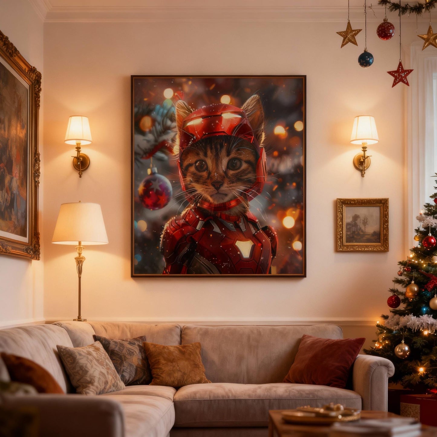 Custom Pet Portrait – Festive Holiday Wall Art