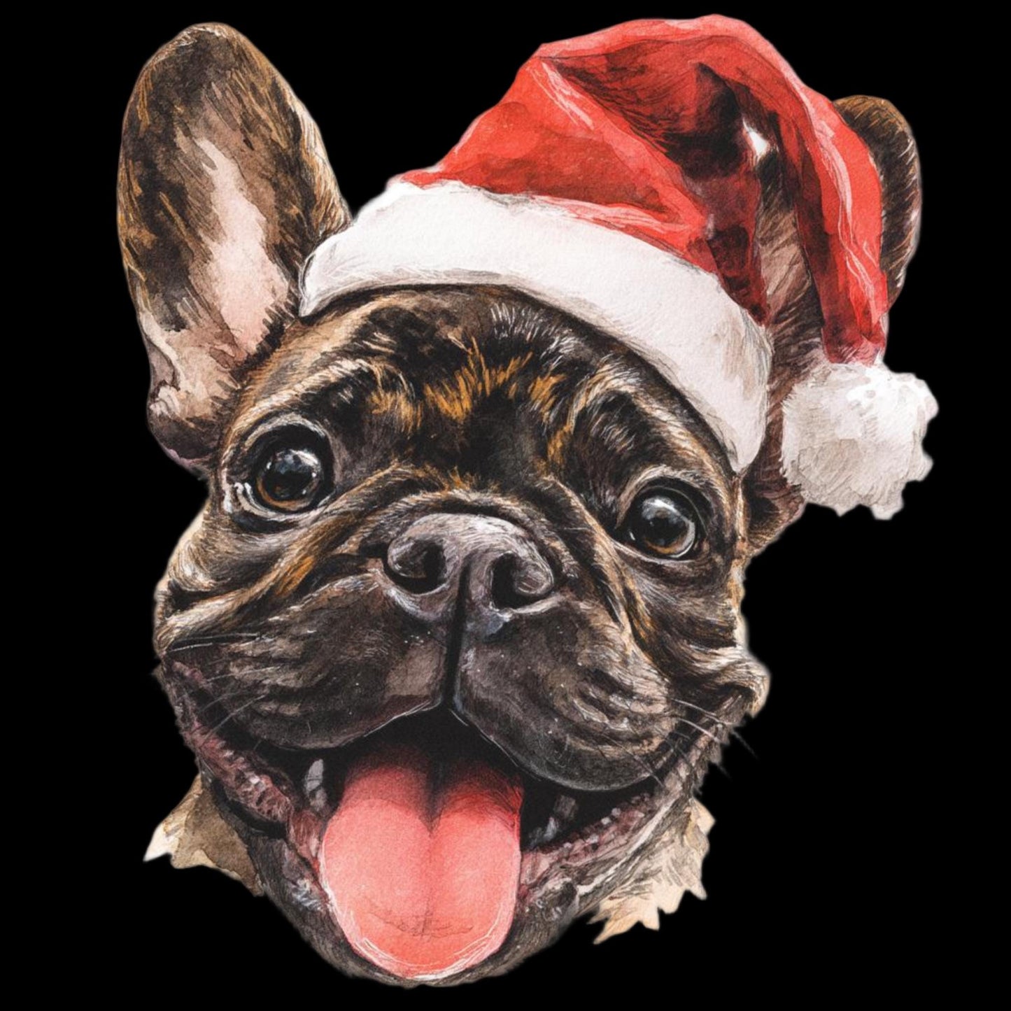 Watercolor Christmas Dogs PNG: 100 Breeds with Santa Hats (Digital Download)
