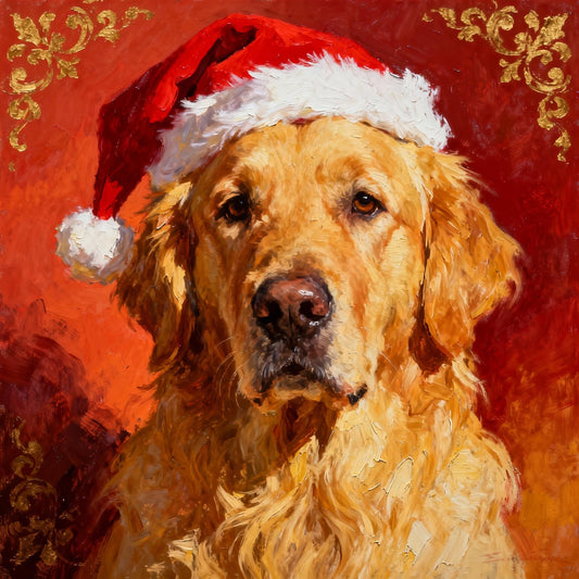 Custom Christmas Pet Portrait Canvas, Festive Holiday Wall Art