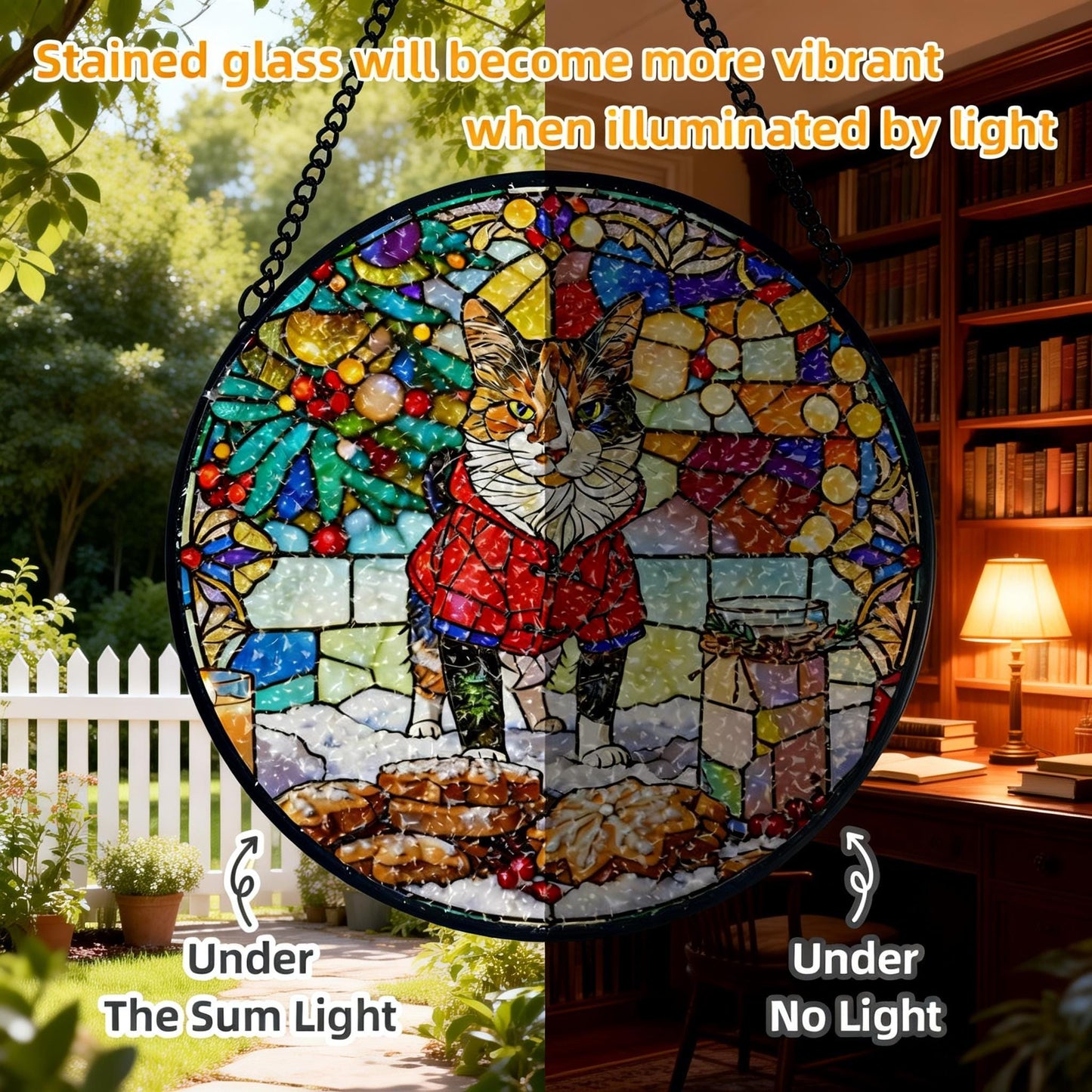 Custom Stained Glass Suncatcher Stained Glass Pet Portrait • Personalized Dog & Cat Suncatcher Memorial Gift Custom Window Hanging Art