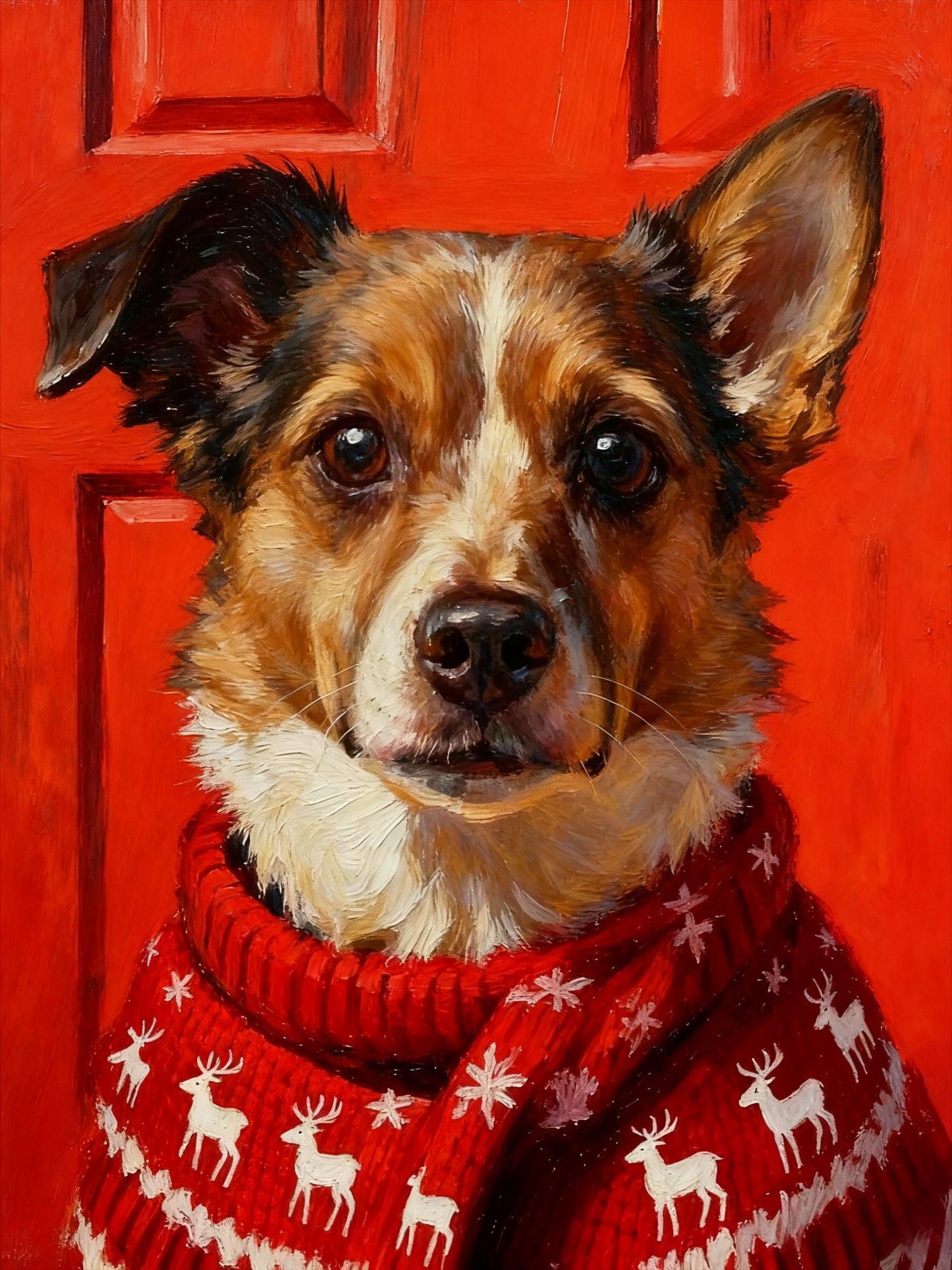 Custom Christmas Pet Portrait: Big-Head Photo Art (Digital)