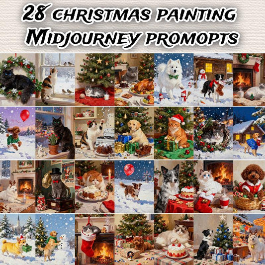 Christmas Pet Portrait Midjourney Prompts: AI Animal Art (PDF)