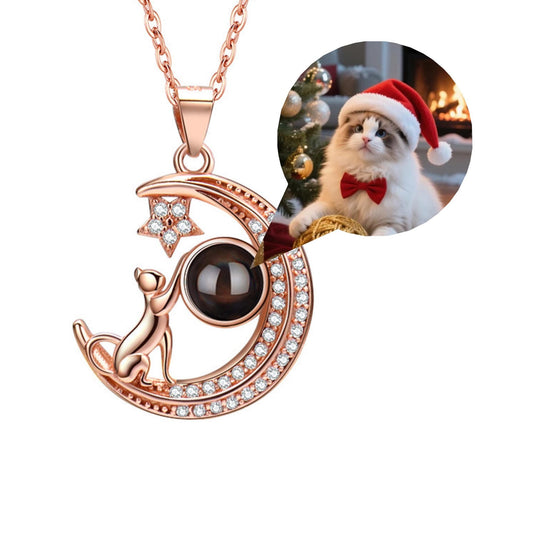 Custom Pet Photo Projection Necklace, Sterling Silver, Memorial Gift