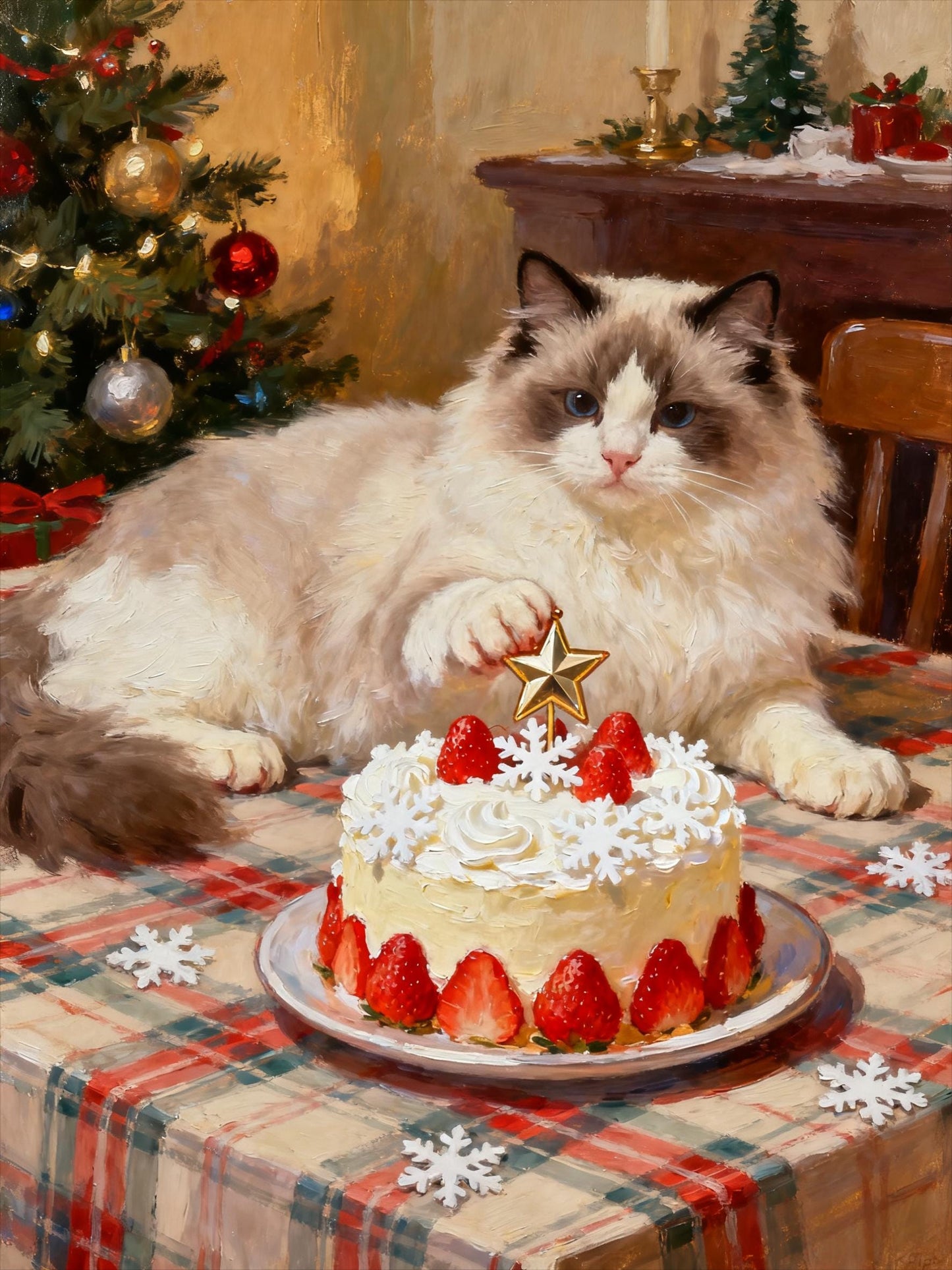 Custom Christmas Pet Portrait, Festive Holiday Wall Art (Digital)