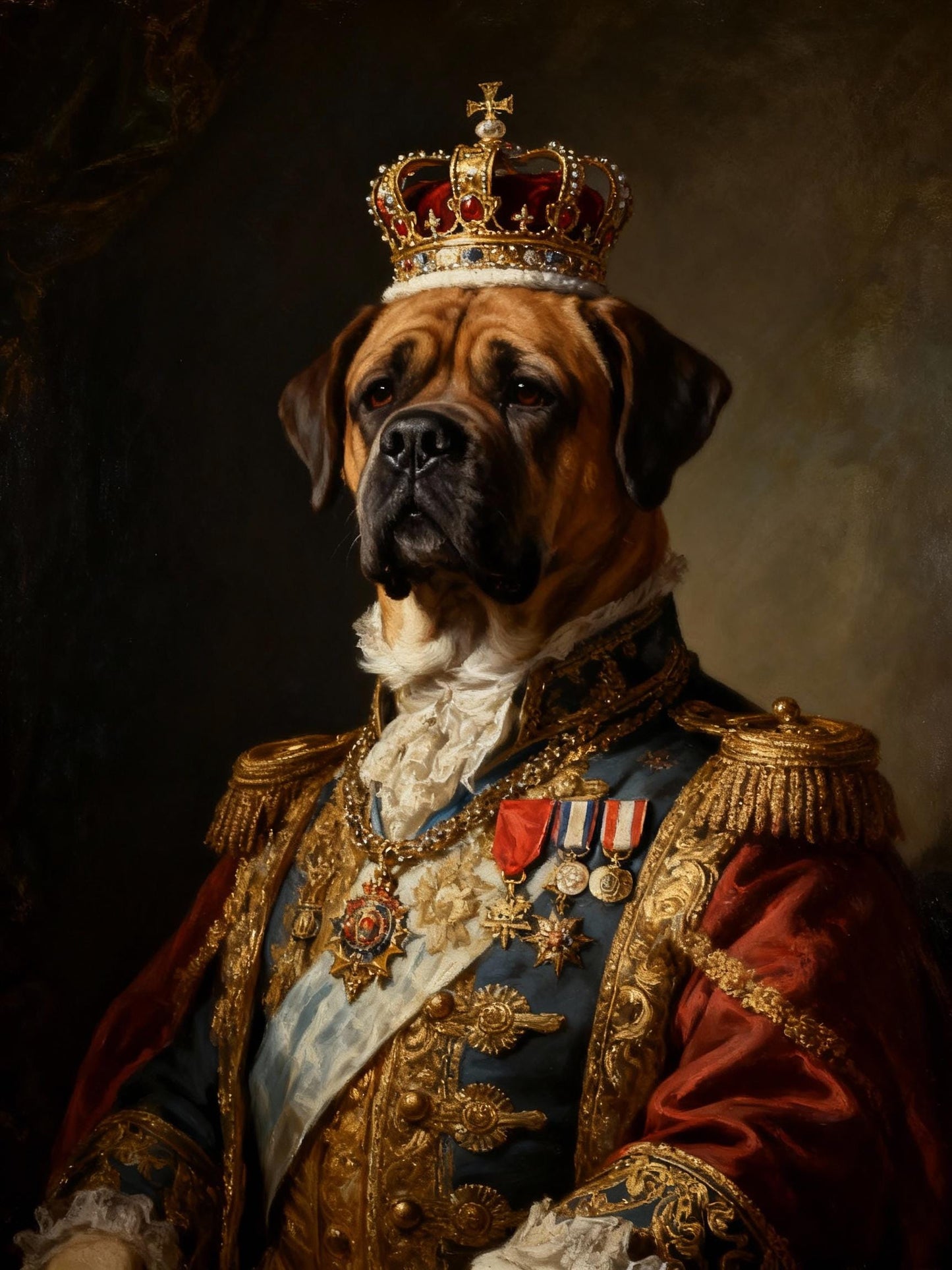 Custom pet Portrait from photo,Royal Pet King Portrait Painting Digital Art, Portrait Art Design,Festive Pet Photo Gift  for pet lover
