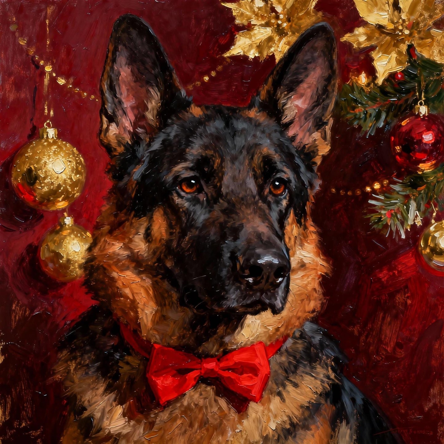 Custom Christmas Pet Portrait Canvas, Festive Holiday Wall Art
