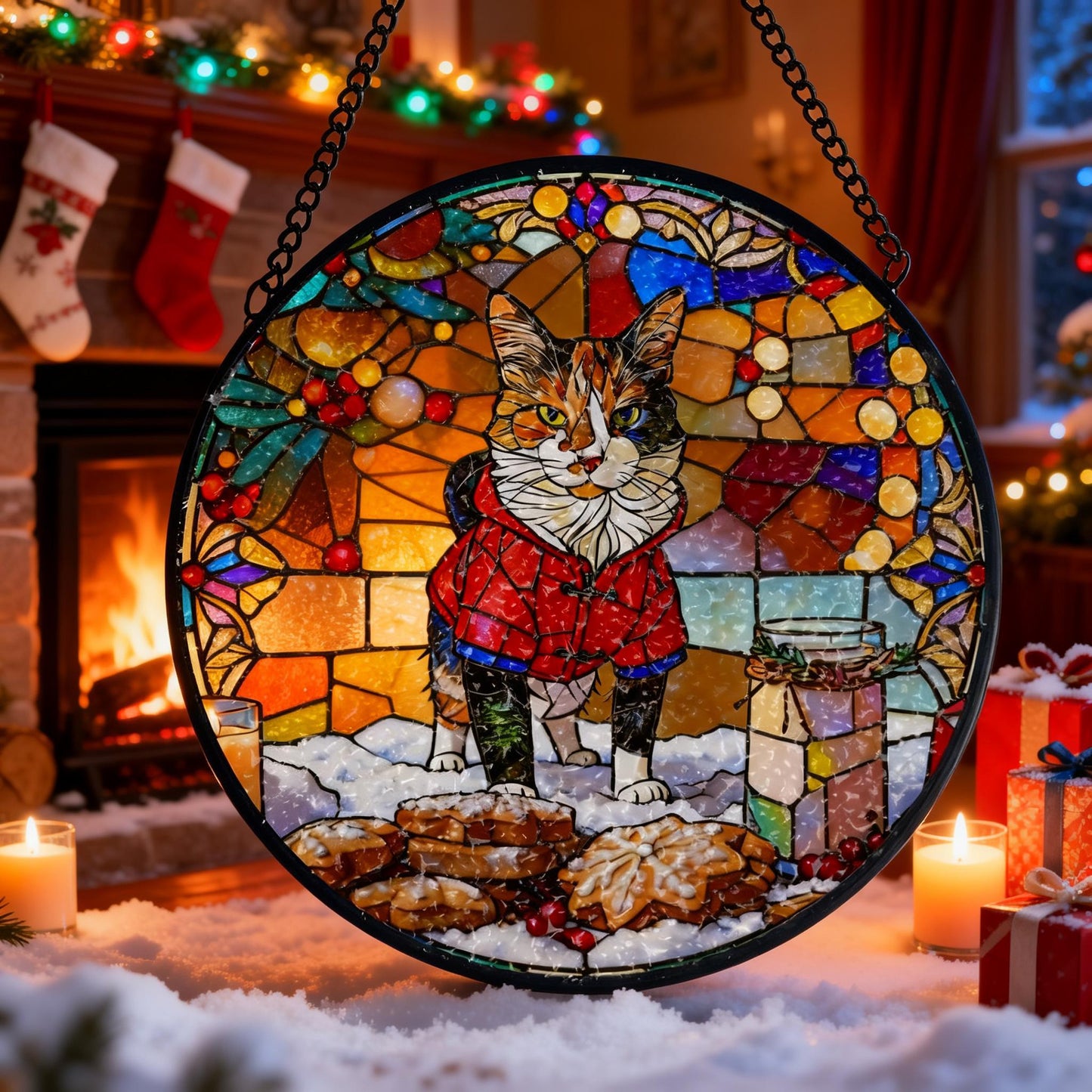 Custom Stained Glass Suncatcher Stained Glass Pet Portrait • Personalized Dog & Cat Suncatcher Memorial Gift Custom Window Hanging Art