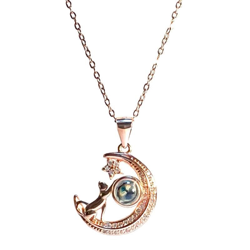 Custom Pet Photo Projection Necklace, Sterling Silver, Memorial Gift