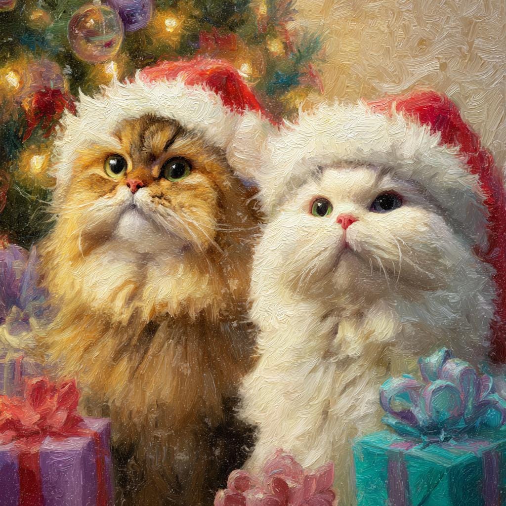 Watercolor Christmas pets with Santa Hats PNG Festive pet Breeds