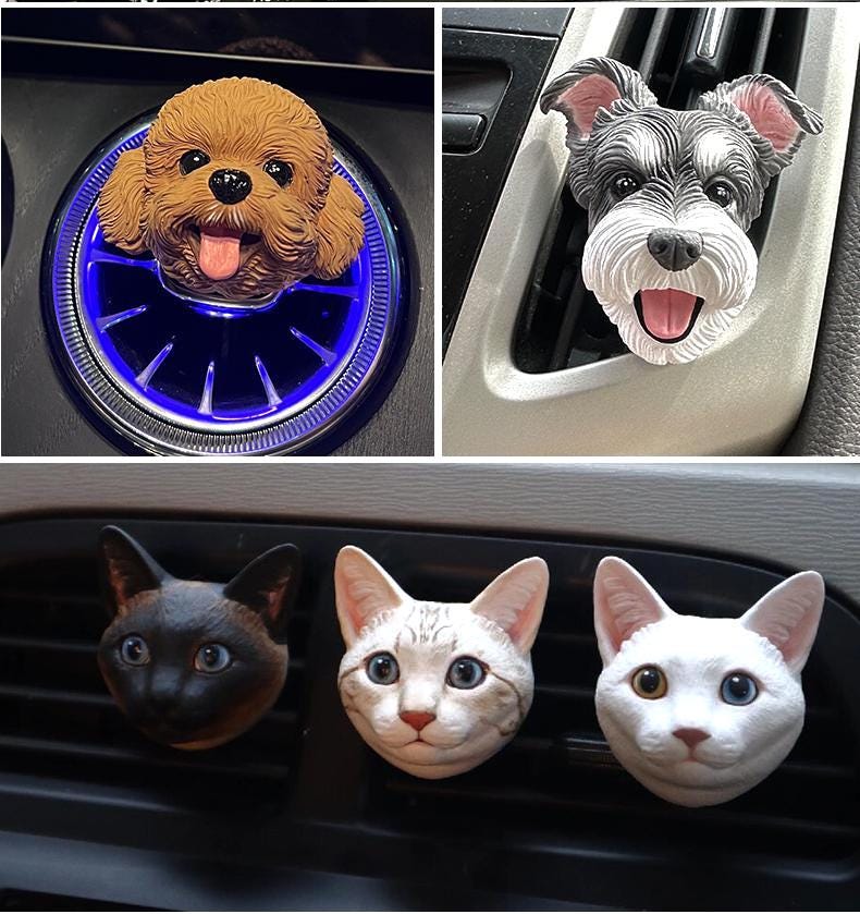 Custom Pet Portrait Car Vent Diffuser, Personalized Aroma Stone, Pet Lover Gift