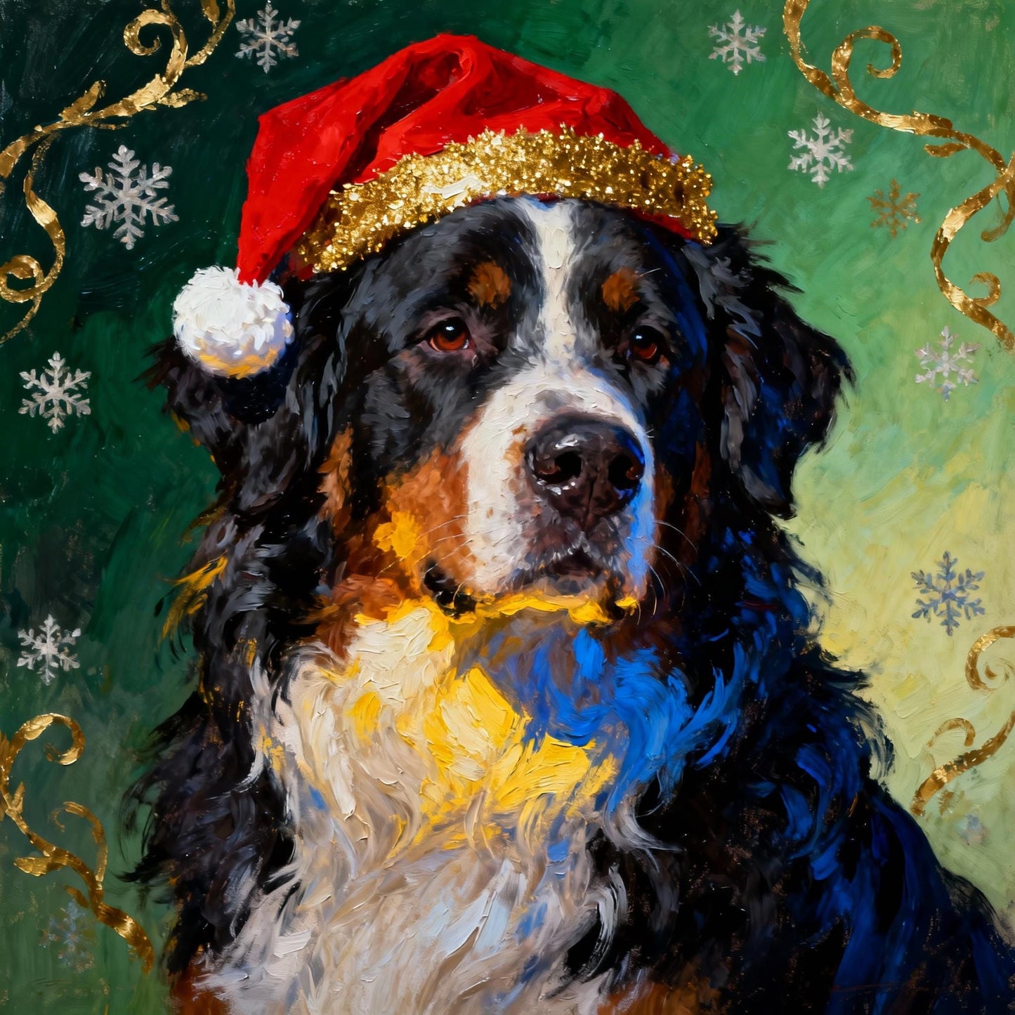 Custom Christmas Pet Portrait Canvas, Festive Holiday Wall Art
