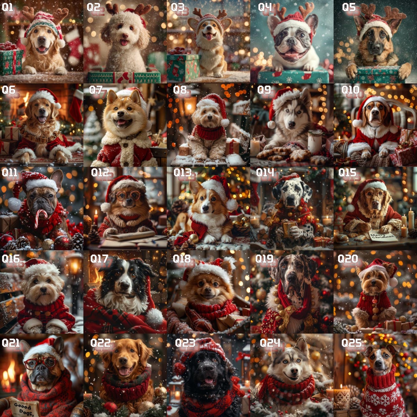 Christmas gift Custom pet Portrait from photo holiday wall art canvas Christmas Pet Portrait   - Festive Pet Photo Gift  for pet lover