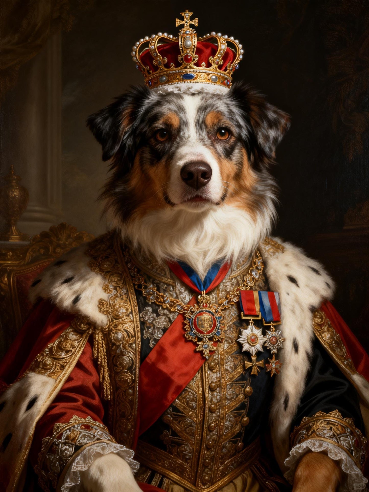Custom pet Portrait from photo,Royal Pet King Portrait Painting Digital Art, Portrait Art Design,Festive Pet Photo Gift  for pet lover