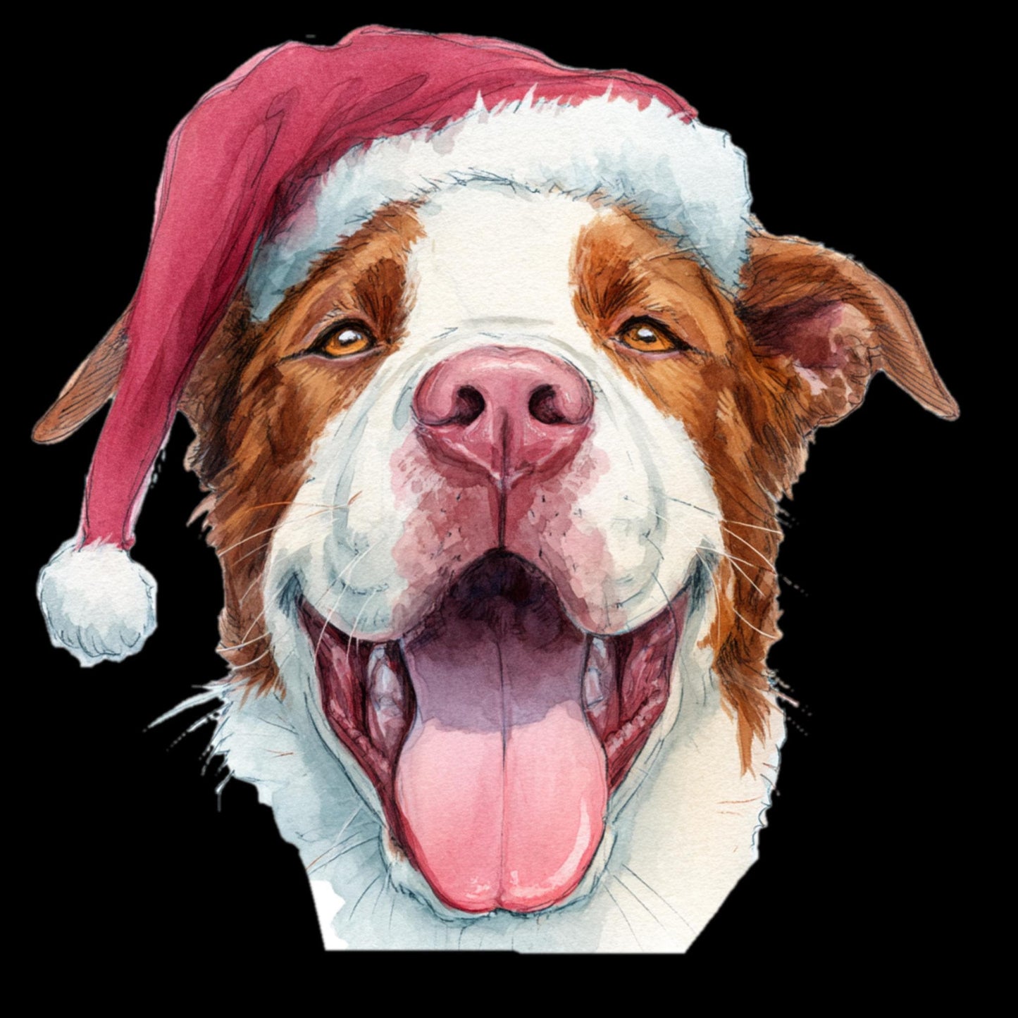 Watercolor Christmas Dogs PNG: 100 Breeds with Santa Hats (Digital Download)