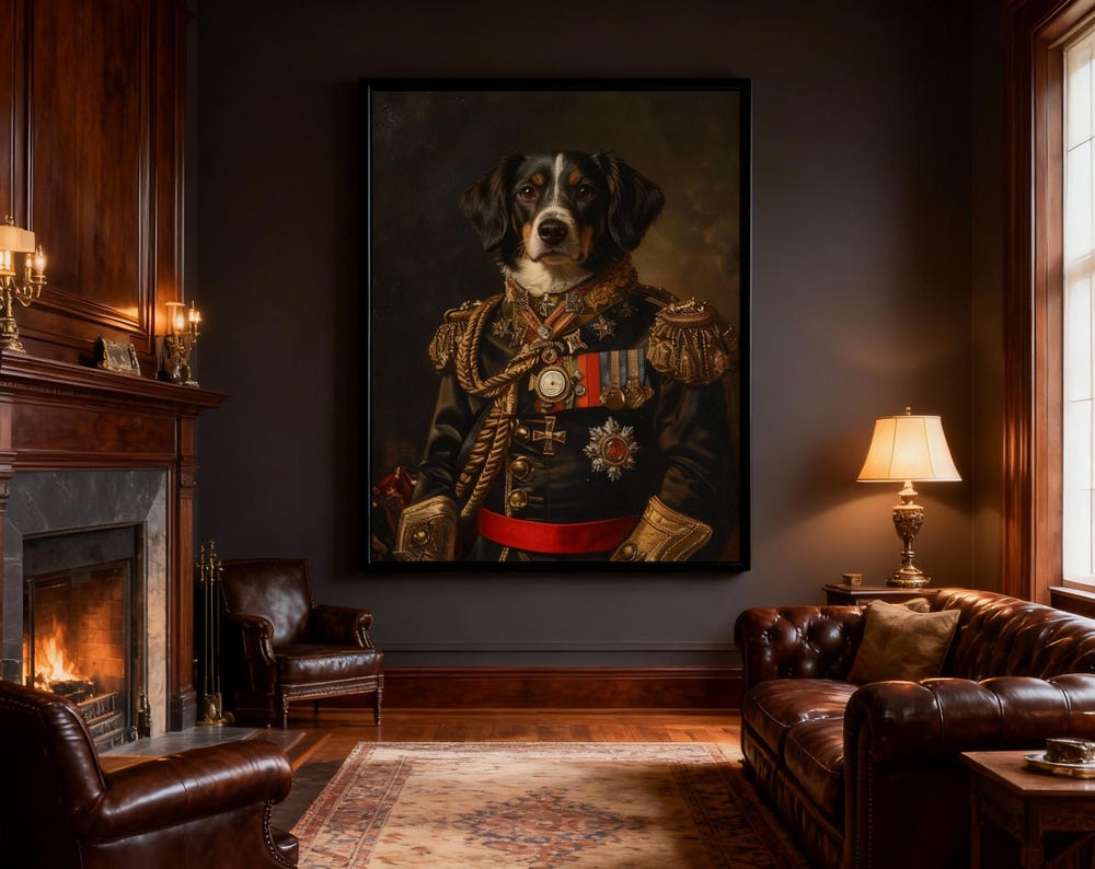 Custom pet Portrait from photo, Royal Pet King Portrait Painting Digital Art
