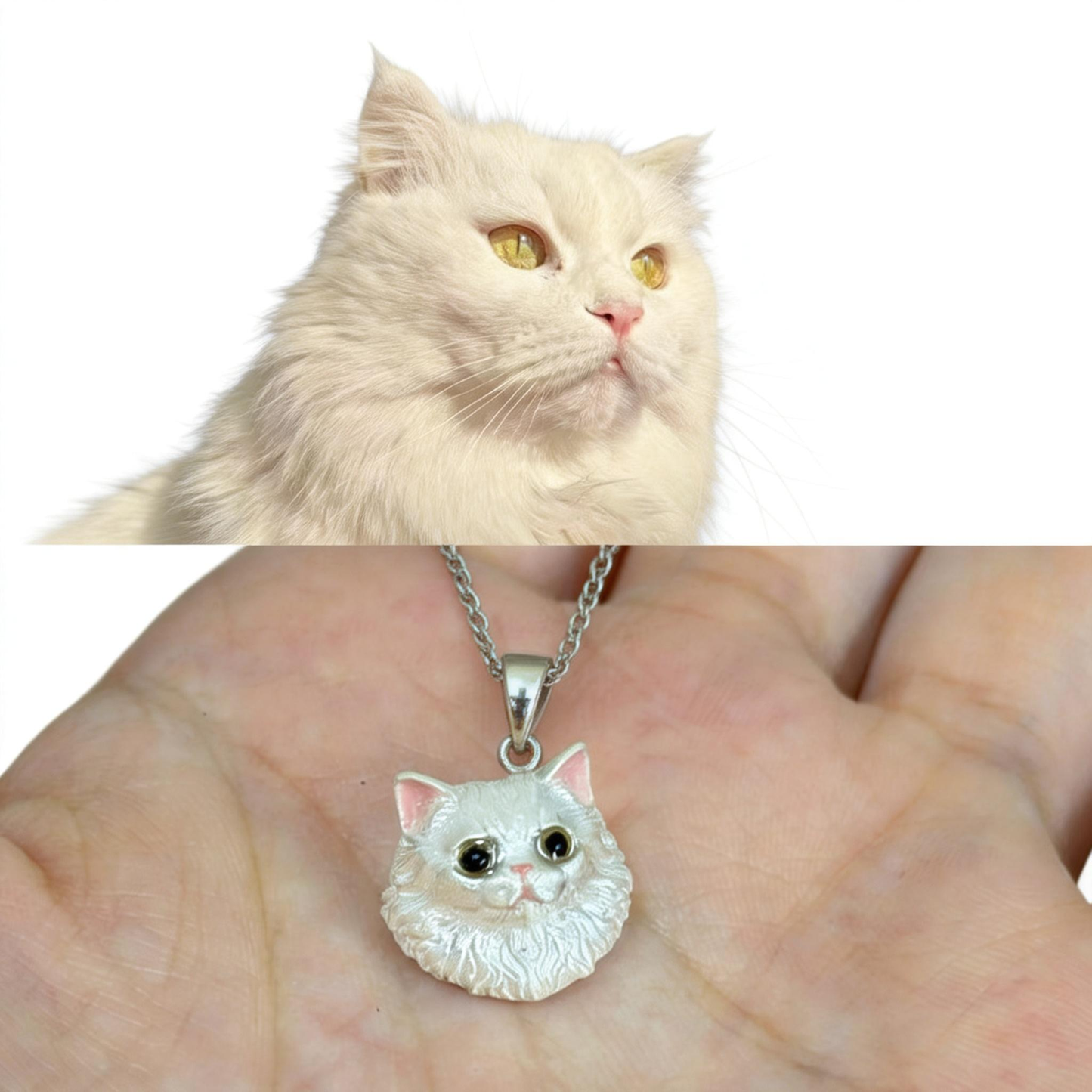 Custom Pet Portrait Necklace Handmade Pendant 99 Sterling Silver Chain Personalized Pet Memorial gift for pet lover