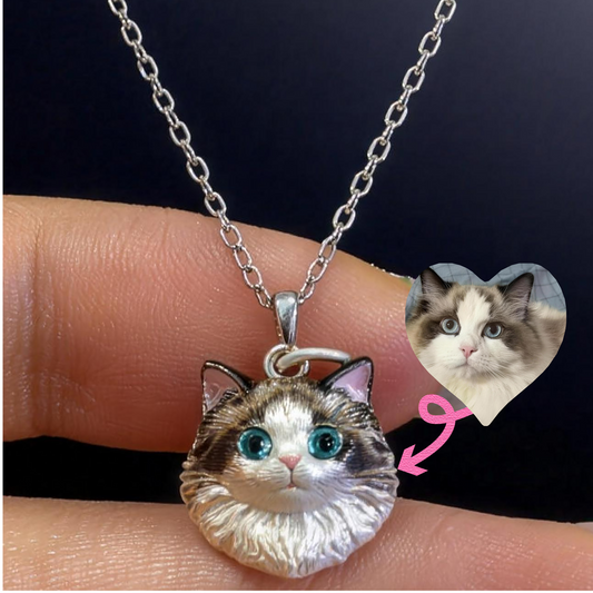 Custom Pet Portrait Necklace Handmade Pendant 99 Sterling Silver Chain Personalized Pet Memorial gift for pet lover
